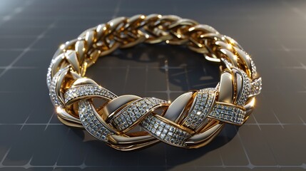 Naklejka premium Studio Photo of Gold and Silver Necklace: Luxurious Detailed Rendering