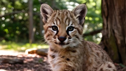 Obraz premium Captivating Image of a Bobcat Cub in Its Natural Habitat