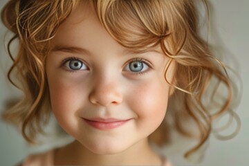 Naklejka premium Young girl with freckles on face