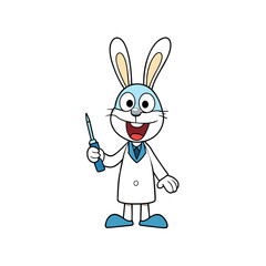 cartoon character rabbit dentist vector art illustration 