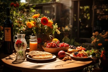 Fototapeta premium Outdoor dining - Generative AI