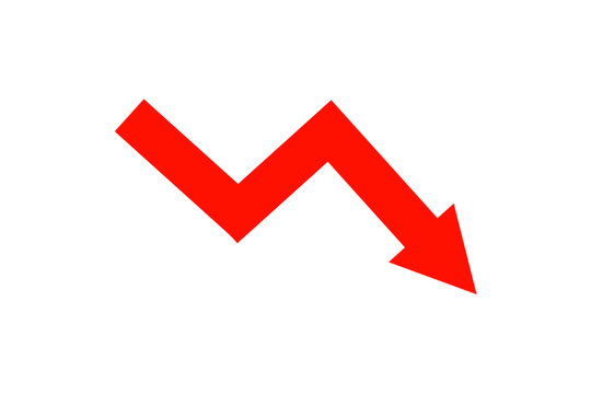Crisis. Business infographics. Statistics and data, bankruptcy, financial crisis, down arrow. Isolated on transparent background. 