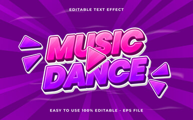 Editable text effect Music dance 3d Cartoon template style premium vector