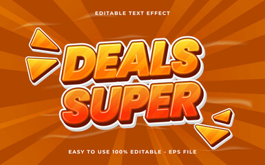 Editable text effect deals super 3d Cartoon template style premium vector