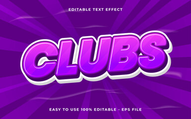 Obraz premium Editable text effect Clubs 3d Cartoon template style premium vector