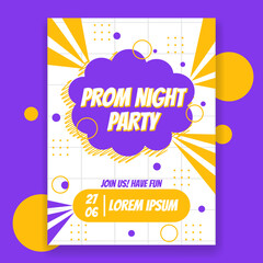 Flat design prom night party poster template with abstract shapes