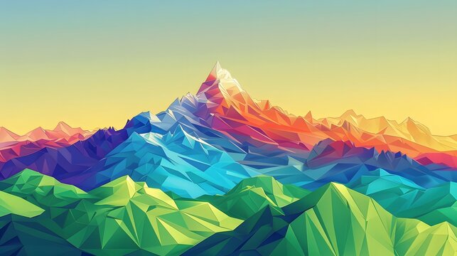 Rainbow Low Poly Vector Background. 