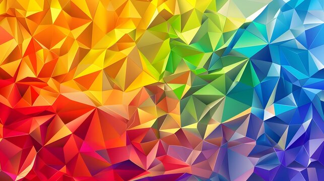 Rainbow Low Poly Vector Background. 