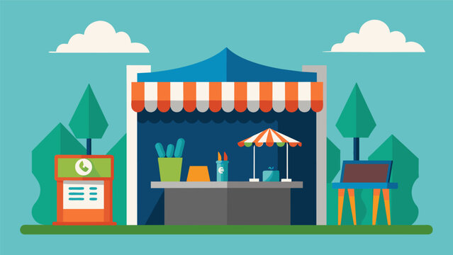 An informational booth at a state fair promoting the affordability and reliability of coal energy.. Vector illustration