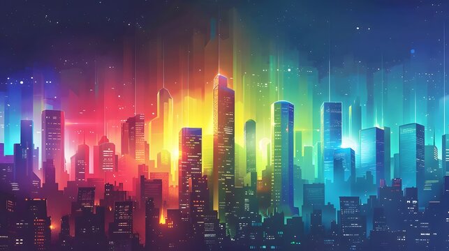 Rainbow Low Poly Vector Background. 