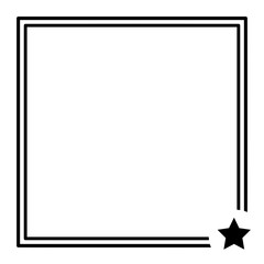 Obraz premium A simple square frame with a star ornament, isolated on a transparent background - Black decorative vector frame