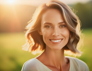 Fototapeta premium Woman smiling close-up