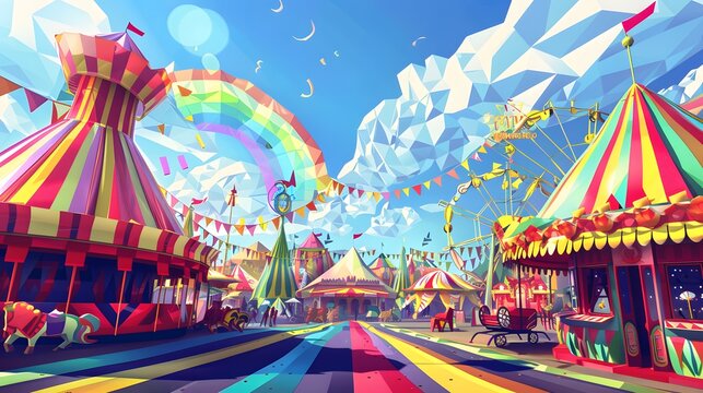 Rainbow Low Poly Vector Background. 