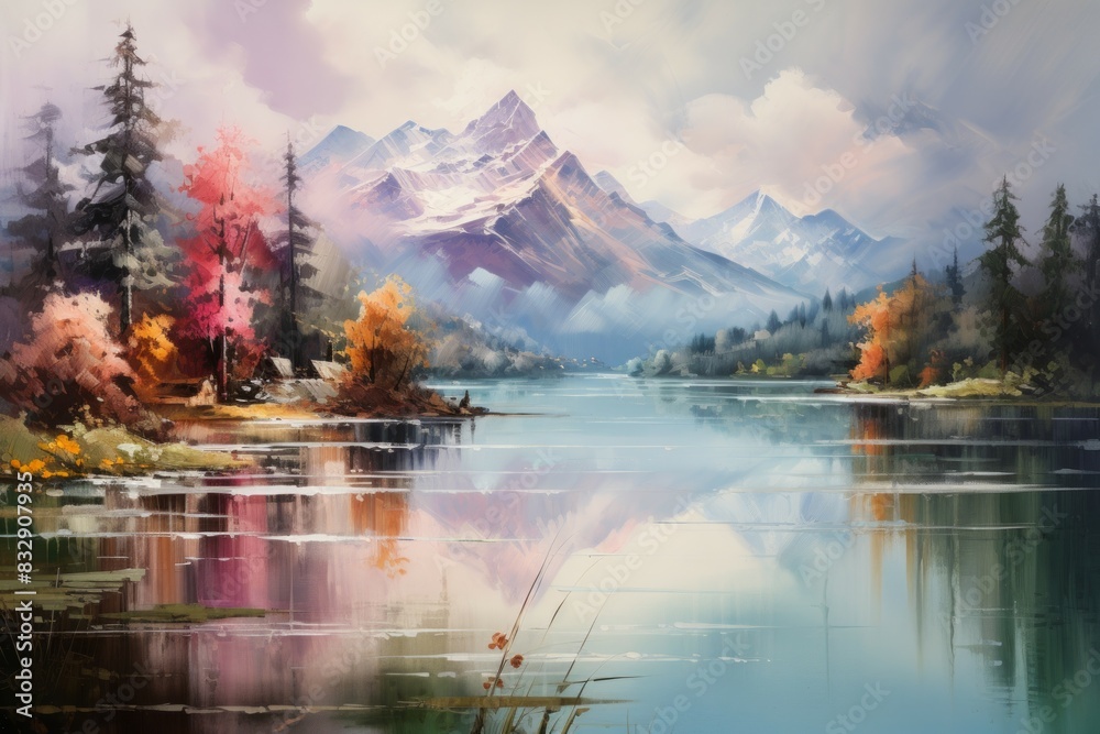 Canvas Prints Lakeside reflections - Generative AI