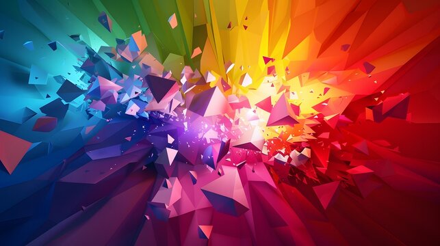 Rainbow Low Poly Vector Background. 