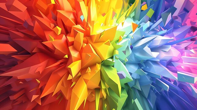 Rainbow Low Poly Vector Background. 