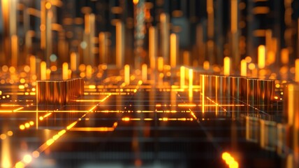 Obraz premium Award-winning success highlighted by financial trend lines and gold