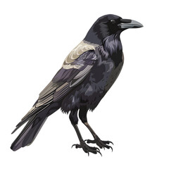 Fototapeta premium Vector illustration of a crow on a white background. Suitable for crafting and digital design projects.[A-0002]