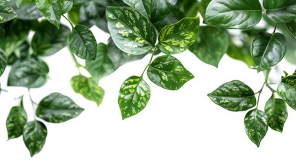 Cutout of green leaves isolated on a white background