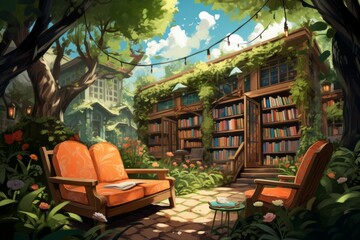 Fototapeta premium Summer reading - Generative AI