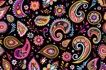 Vibrant Tribal Colorful pattern, seamless, paisley