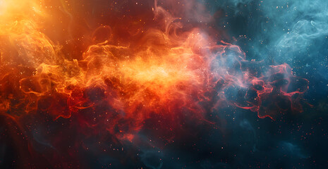 A colorful space background with orange and blue swirls