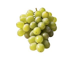 Bunch of green grapes with leaves isolated on transparent background Ai generative.