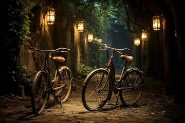 Fototapeta premium Vintage bicycles - Generative AI