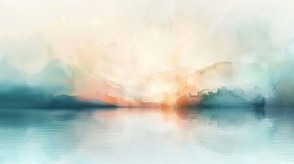 Ethereal pastel hues merge seamlessly, creating a soft and dreamy abstract watercolor landscape