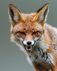 Fototapeta premium Mystic portrait of Bengal Fox, copy space on right side, Anger, Menacing, Headshot, Close-up View Isolated on black background