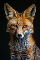 Fototapeta premium Mystic portrait of Bengal Fox in studio, copy space on right side, Anger, Menacing, Headshot, Close-up View Isolated on black background