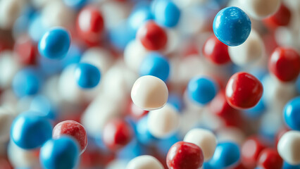 Red White and Blue American Flag 4th of July Floating Candies Background
