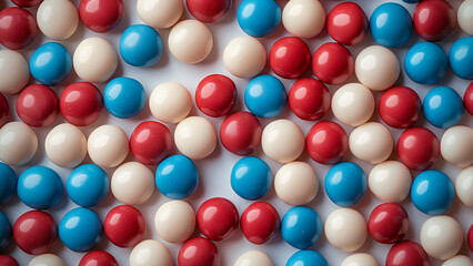 Red White and Blue American Flag 4th of July Candies Background