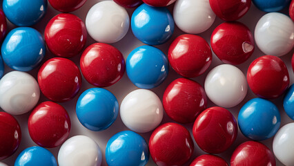Red White and Blue American Flag 4th of July Candies Background