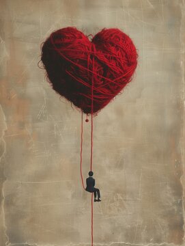 Naklejki Heart Being Held by String