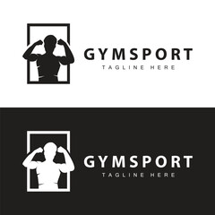 Gym Logo, Fitness Health Vector, Muscle Workout Silhouette Design, Fitness Club