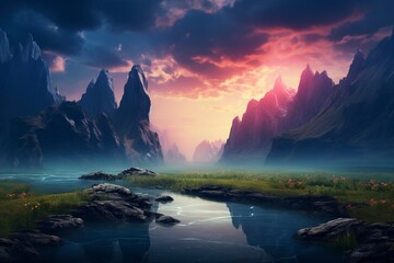 sunset on the beach, generative ai