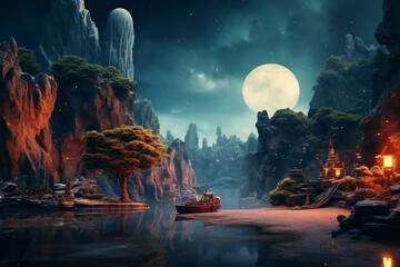 sunset on the beach, generative ai