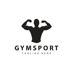 Gym Logo, Fitness Health Vector, Muscle Workout Silhouette Design, Fitness Club