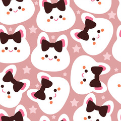 seamless pattern cartoon bunny little stars. cute animal wallpaper for textile, gift wrap paper