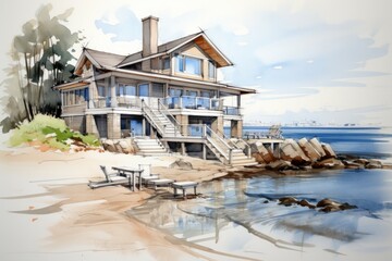 Obraz premium Summer architecture - Generative AI