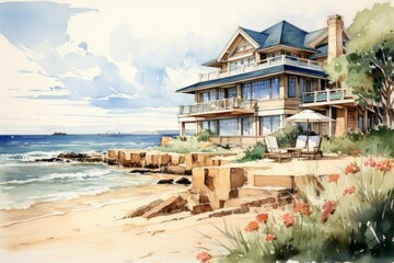 Fototapeta premium Summer architecture - Generative AI