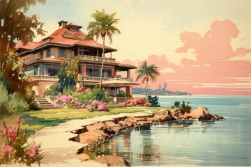 Fototapeta premium Summer architecture - Generative AI