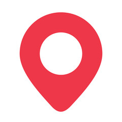 Map pointer icon, red location pin symbol, map marker sign, gps position symbol vector illustration, pin point logo icon flat design image