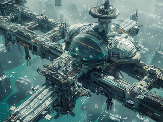 Colossal Sci-Fi Space Station with Advanced Technology