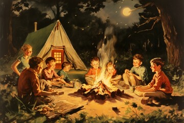 Fototapeta premium Summer campfires - Generative AI