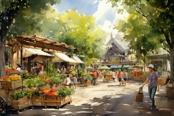 Fototapeta premium Summer markets - Generative AI