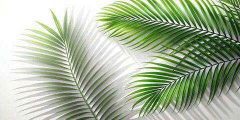 Realistic palm leaf shadows on white background for Summer Season design