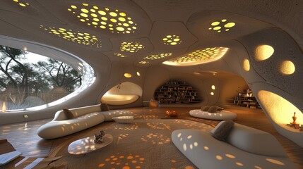 Living room design: a creative and innovative model blending modern aesthetics with functionality, redefining the heart of the home with stylish and practical elements.