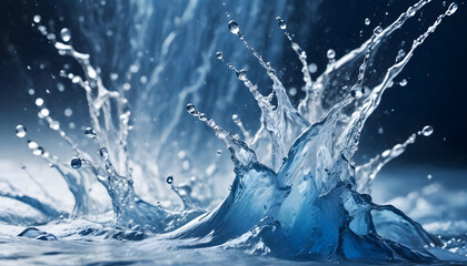 flowing water with drops and splashes